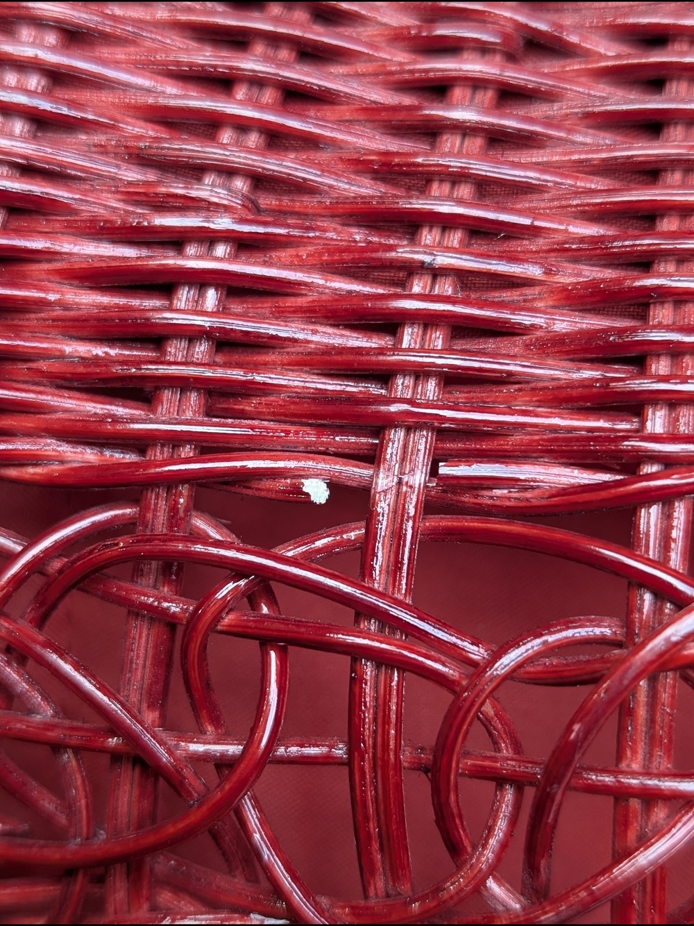 Vintage Red Wicker Purse Top Handle Handbag | Boho Western | Retro Statement Bag - Picture 6 of 7